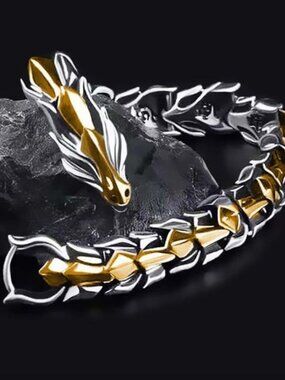 Obsidian Men Dragon Chain Bracelet